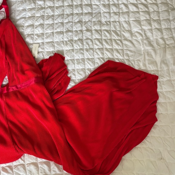 Anthropologie Red Plisse Halter Jumpsuit - Picture 6 of 16
